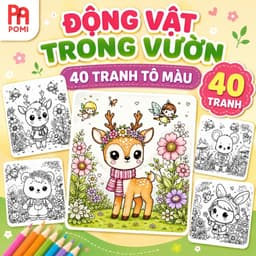 Set 40 Tranh Tô Màu Động Vật Trong Vườn Hoa Lá Dễ Thương Cho Bé Tô Màu - Tranh tô màu giảm căng thẳng - POMI 1