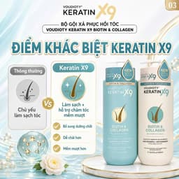 Bộ Dầu Gội Xả Keratin X9 Biotin Phục Hồi Tóc Hư Tổn 1000mlx2 – Giảm Gãy Rụng, Hỗ Trợ Kích Thích Mọc 3
