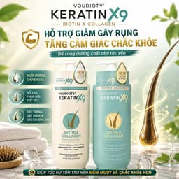 Bộ Dầu Gội Xả Keratin X9 Biotin Phục Hồi Tóc Hư Tổn 1000mlx2 – Giảm Gãy Rụng, Hỗ Trợ Kích Thích Mọc 8