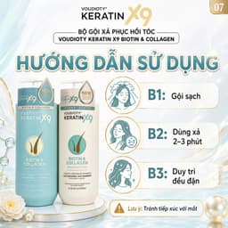 Bộ Dầu Gội Xả Keratin X9 Biotin Phục Hồi Tóc Hư Tổn 1000mlx2 – Giảm Gãy Rụng, Hỗ Trợ Kích Thích Mọc 7