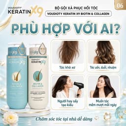 Bộ Dầu Gội Xả Keratin X9 Biotin Phục Hồi Tóc Hư Tổn 1000mlx2 – Giảm Gãy Rụng, Hỗ Trợ Kích Thích Mọc 6