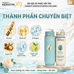Bộ Dầu Gội Xả Keratin X9 Biotin Phục Hồi Tóc Hư Tổn 1000mlx2 – Giảm Gãy Rụng, Hỗ Trợ Kích Thích Mọc 2