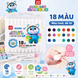 Bút Màu Acrylic Marker 12/18 Màu Cao Cấp - Màu Sắc Tươi Sáng - Bút Lông Màu POMI 3