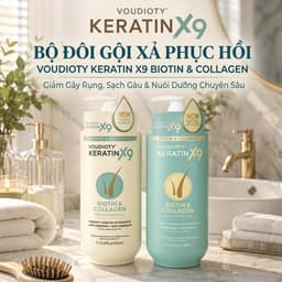 Bộ Dầu Gội Xả Keratin X9 Biotin Phục Hồi Tóc Hư Tổn 1000mlx2 – Giảm Gãy Rụng, Hỗ Trợ Kích Thích Mọc 1