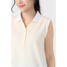 Deal Tốt- Áo polo nữ sát nách GENVIET JEANS dáng suông vải poplin cao cấp, thấm hút mồ hôi, co giãn đi làm 9231 2