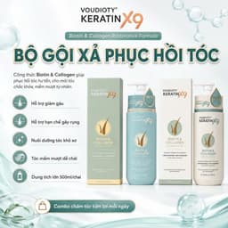 Bộ Dầu Gội Xả Keratin X9 Biotin Collagen Phục Hồi Tóc Hư Tổn 500ml x2 – Mềm Mượt Chuẩn Salon - Kích Mọc Tóc 1