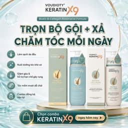 Bộ Dầu Gội Xả Keratin X9 Biotin Collagen Phục Hồi Tóc Hư Tổn 500ml x2 – Mềm Mượt Chuẩn Salon - Kích Mọc Tóc 8