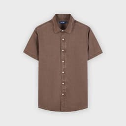 Deal Tốt- Áo sơ mi thô cộc tay nam GENVIET JEANS dáng suông vừa chất cotton thoáng mát basic phù hợp đi làm 9206 4