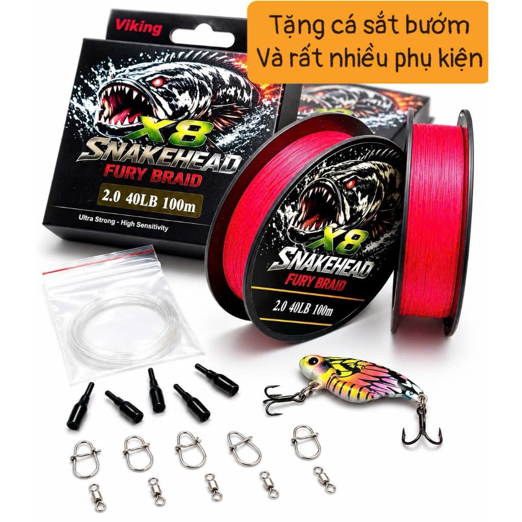 Dây Dù PE X8 Snakehead Chính Hãng Viking - Chất lượng tuyệt vời, không phai màu, không thấm nước, bảo hành 15 ngày