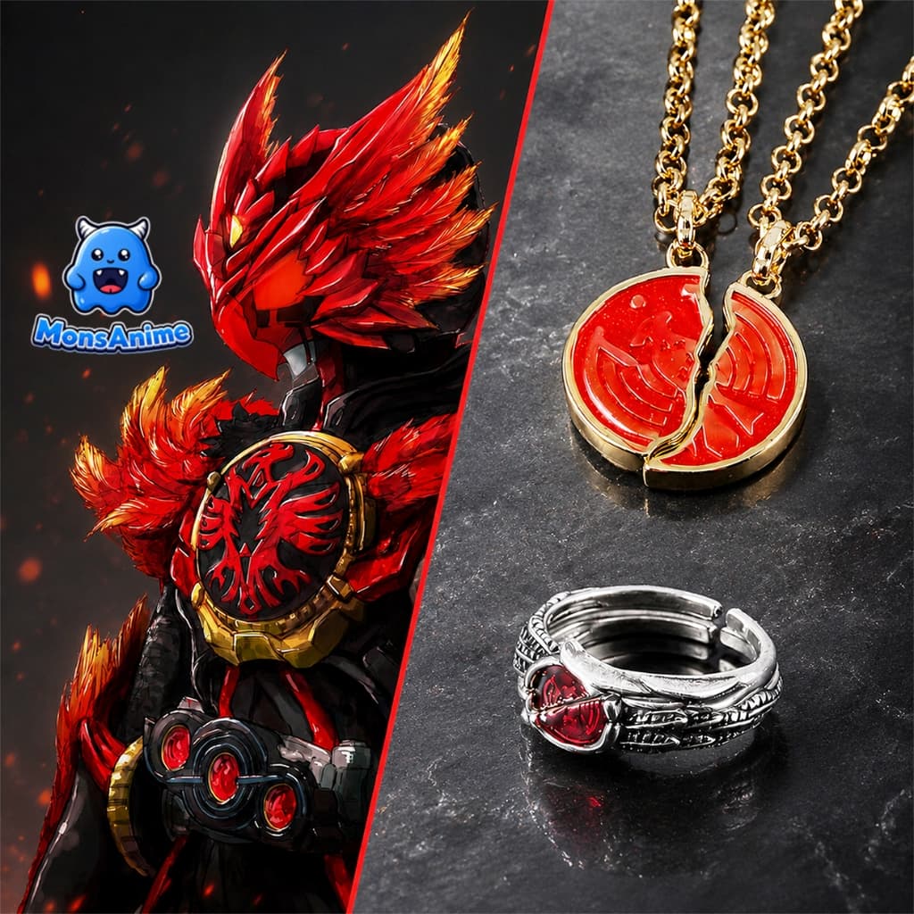 Vòng Cổ Đôi Kamen Rider OOO Ankh Broken Taka Core Medal Anime Cosplay Couple