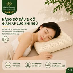 Gối Cao Su Thiên Nhiên Oval Aniva Bedding 45x65cm Chính Hãng Đàn Hồi Tốt Thoáng Khí Kháng Khuẩn 3