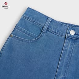 Deal Tốt- Quần jean nữ dáng suông GENVIET JEANS cạp cao may chun che khuyết điểm eo đùi dẽ phối đồ đi chơi 8949 3