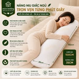 Gối Ôm Lông Vũ Nhân Tạo Aniva Bedding 35x100cm Êm Mại Thoáng Khí Cao Cấp Khóa Kéo Tháo Rời Chính Hãng 4