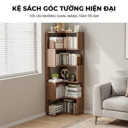 Kệ sách góc tường 5 tầng gỗ MDF cao cấp trang trí decor phòng hiện đại thương hiệu IGA - GP433 2