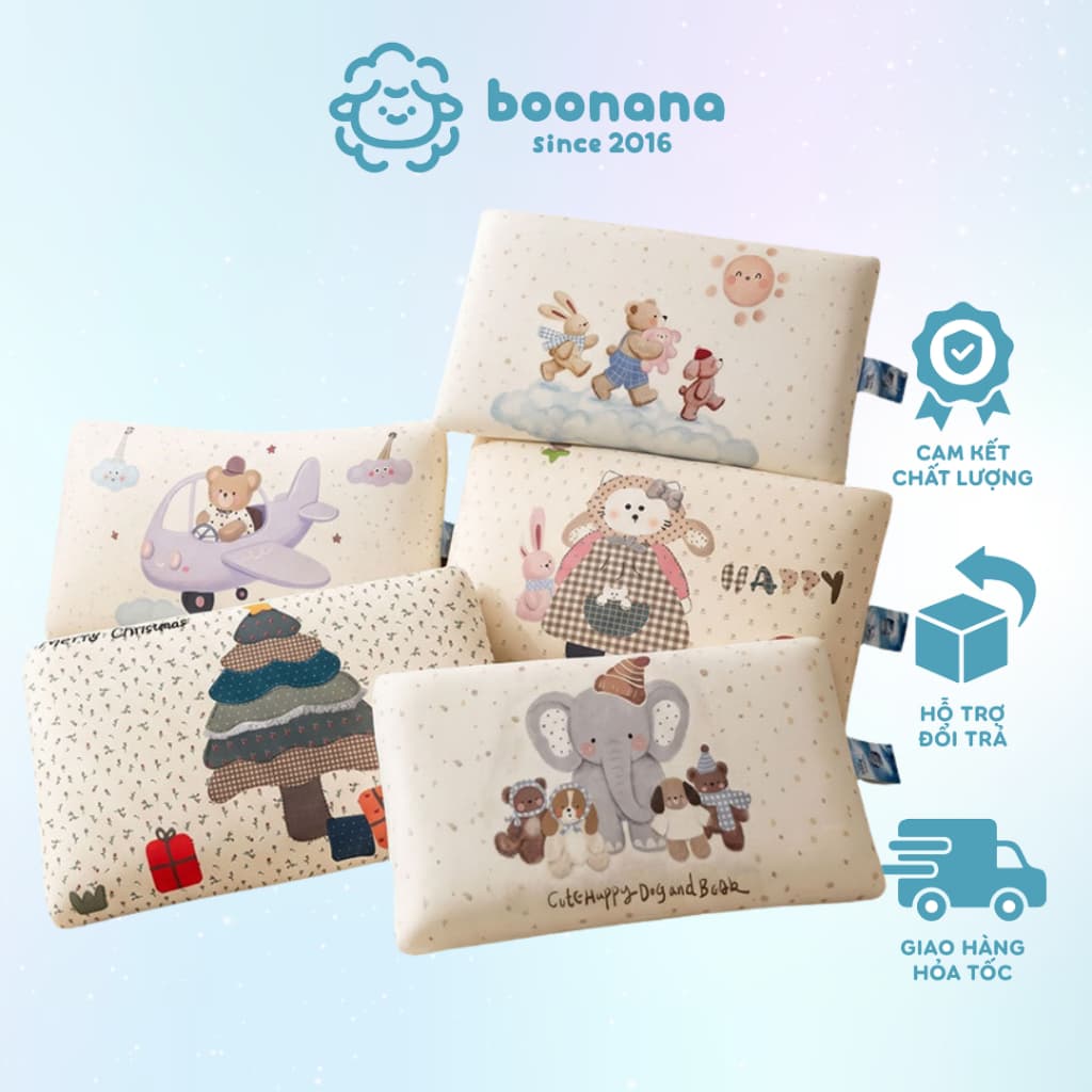 [Giao hỏa tốc] Gối cao su non công thái học cho bé, họa tiết hoạt hình, kích thước 30x50cm