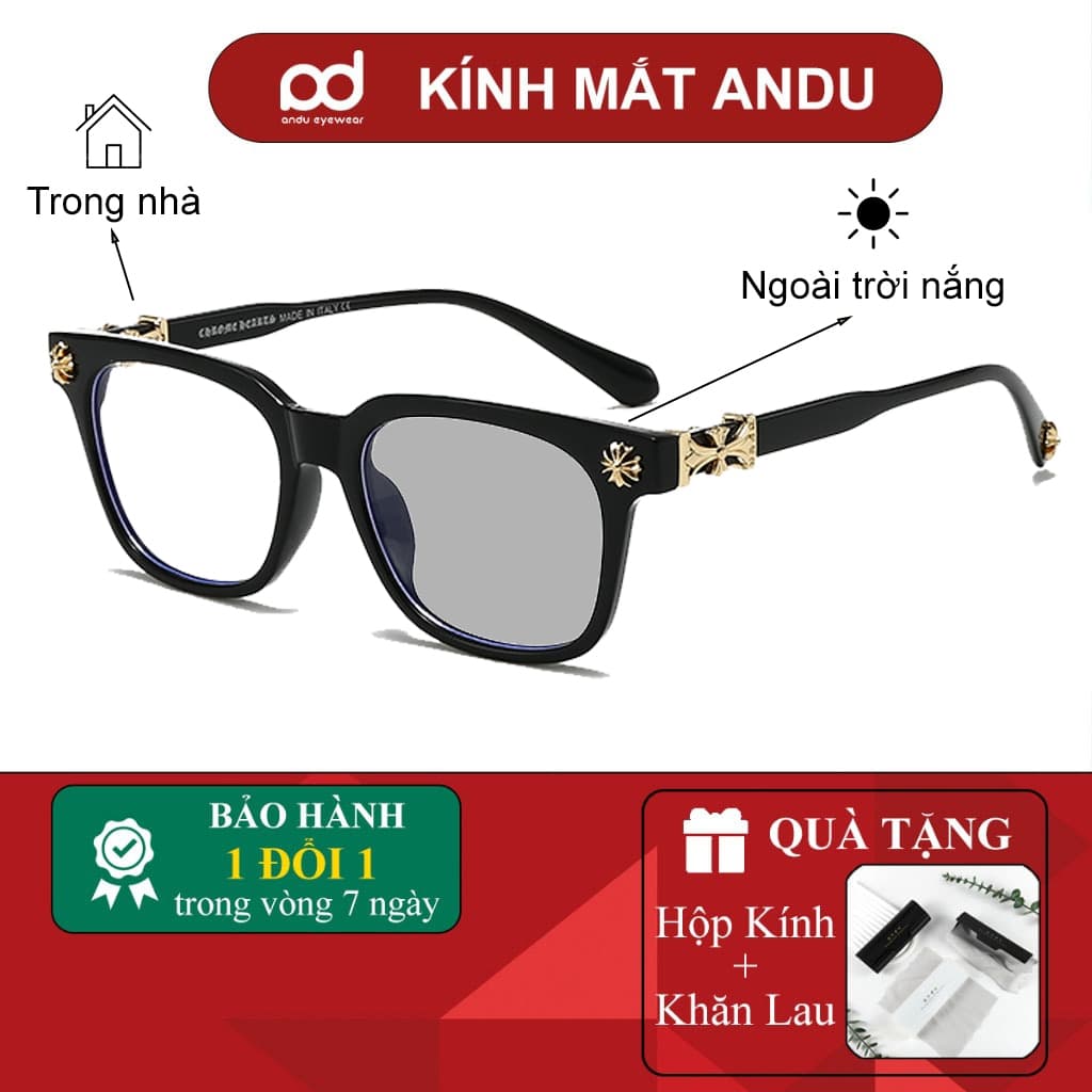 Gọng kính cận thời trang nam nữ ANDU hoạ tiết cổ điển dáng vuông cổ điển họa tiết 22N73