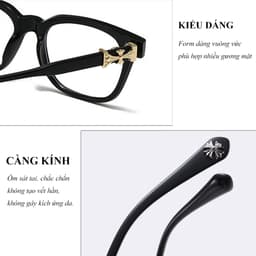 Gọng kính cận thời trang nam nữ ANDU hoạ tiết cổ điển dáng vuông cổ điển họa tiết 22N73 5