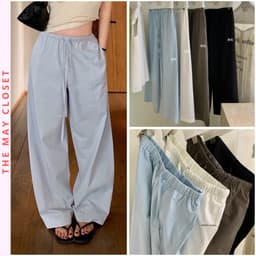 [SẴN Trắg,Xah,Nâu] 𝑻𝒉𝒆𝑴𝒂𝒚 x 𝐖𝐆𝐖𝐄/ Quần Suông Nữ Ống Rộng Chất Thô WG.WE 10132, Quần Ống Rộng Cạp Chun Có Túi Dài 96cm 1