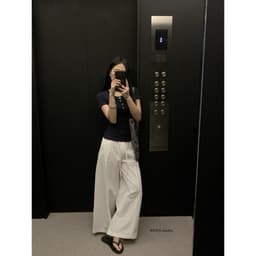 [SẴN Trắg,Xah,Nâu] 𝑻𝒉𝒆𝑴𝒂𝒚 x 𝐖𝐆𝐖𝐄/ Quần Suông Nữ Ống Rộng Chất Thô WG.WE 10132, Quần Ống Rộng Cạp Chun Có Túi Dài 96cm 8