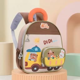 Balo Mầm Non Cho Bé Mẫu Giáo 32x26cm Hình Xe Tải DIDI Gấu Thỏ Cute Nhẹ Chống Gù Lưng Nhiều Ngăn Xinh Xắn 6