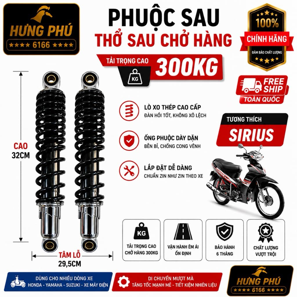 Giảm sóc sau. chở thồ hàng 300kg sirius
