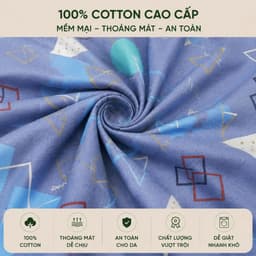Bộ Ga Gối Cotton Thắng Lợi 4 Món Size 1m6 Ga Bọc Chun Cotton Mềm Mại Thoáng Mát Nệm Cao 3-15cm Aniva Bedding 3