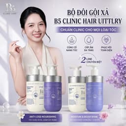 Bộ Dầu Gội Xả Dưỡng Ẩm, Phục Hồi Tóc Hư Tổn & Hỗ Trợ Giảm Gãy Rụng B5 Clinic Hair UITTLRY 500mlx2 1