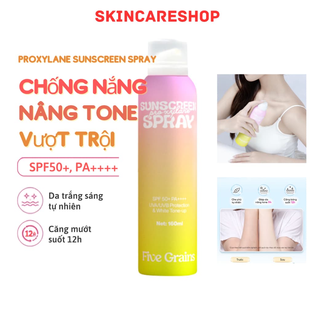 Xịt Chống Nắng Cao cấp Five Grains Nâng Tone Bảo vệ Da Pro-Xylane 160ml SKINCARESHOP
