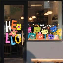 Decal Trang Trí Quán Caffe, Quán Bánh Thu Hút Ánh Nhìn DC11 - Decal Dán Kính Phong Cách Hoạt Hình Ngộ Nghĩnh 2