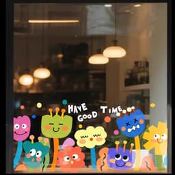 Decal Trang Trí Quán Caffe, Quán Bánh Thu Hút Ánh Nhìn DC11 - Decal Dán Kính Phong Cách Hoạt Hình Ngộ Nghĩnh 3