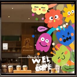 Decal Trang Trí Quán Caffe, Quán Bánh Thu Hút Ánh Nhìn DC11 - Decal Dán Kính Phong Cách Hoạt Hình Ngộ Nghĩnh 4