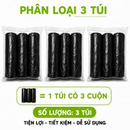 Túi 3 Cuộn Túi Rác Sinh Học Tự Phân Hủy GD54 - Túi Đựng Rác Đen Sinh Học Mềm Dai Chống Rò Rỉ 9