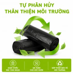 Túi 3 Cuộn Túi Rác Sinh Học Tự Phân Hủy GD54 - Túi Đựng Rác Đen Sinh Học Mềm Dai Chống Rò Rỉ 3