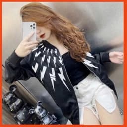 Áo khoác Mẫu Mới - Áo Bomber Jacket Tay CÁNH DƠI Áo khoác Dù tay nhún nam nữ+ tia set unisex họa tiết 1