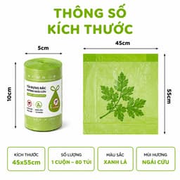 Cuộn 180 Túi Rác Hương Ngải Cứu Đuổi Muỗi GD55 - Túi Rác Hương Ngải Cứu Thơm Dịu PE Chống Thấm 6