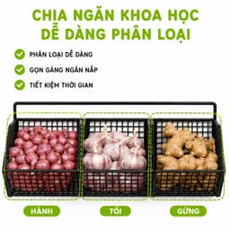 Kệ Giỏ Lưới 3 Ngăn Đựng Gia Vị 3 Ngăn 2 Tầng GD58 - Giỏ Đựng Đồ Nhà Bếp 3 Ngăn Treo Tường 3