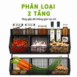 Kệ Giỏ Lưới 3 Ngăn Đựng Gia Vị 3 Ngăn 2 Tầng GD58 - Giỏ Đựng Đồ Nhà Bếp 3 Ngăn Treo Tường 9