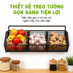 Kệ Giỏ Lưới 3 Ngăn Đựng Gia Vị 3 Ngăn 2 Tầng GD58 - Giỏ Đựng Đồ Nhà Bếp 3 Ngăn Treo Tường 2