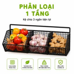 Kệ Giỏ Lưới 3 Ngăn Đựng Gia Vị 3 Ngăn 2 Tầng GD58 - Giỏ Đựng Đồ Nhà Bếp 3 Ngăn Treo Tường 8
