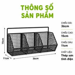 Kệ Giỏ Lưới 3 Ngăn Đựng Gia Vị 3 Ngăn 2 Tầng GD58 - Giỏ Đựng Đồ Nhà Bếp 3 Ngăn Treo Tường 6