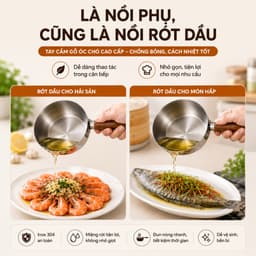 Nồi Inox Tay Cầm Cán Gỗ Mini 14cm Cao Cấp Phù Hợp Nấu 1 Gói Mì, Luộc Trứng, Nấu Cháo, Sữa 3