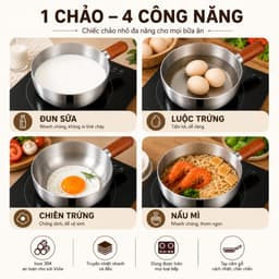 Nồi Inox Tay Cầm Cán Gỗ Mini 14cm Cao Cấp Phù Hợp Nấu 1 Gói Mì, Luộc Trứng, Nấu Cháo, Sữa 2