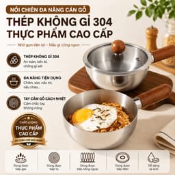 Nồi Inox Tay Cầm Cán Gỗ Mini 14cm Cao Cấp Phù Hợp Nấu 1 Gói Mì, Luộc Trứng, Nấu Cháo, Sữa 4