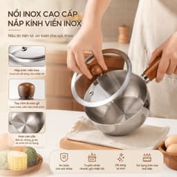 Nồi Inox Tay Cầm Cán Gỗ Mini 14cm Cao Cấp Phù Hợp Nấu 1 Gói Mì, Luộc Trứng, Nấu Cháo, Sữa 5