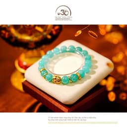 Ngọc Đan Tâm - Vòng Tay Amazonite 10mm 5A Phối Charm Tam Thánh Pháp Luân 5