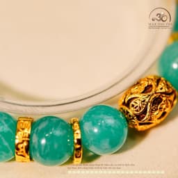 Ngọc Đan Tâm - Vòng Tay Amazonite 10mm 5A Phối Charm Tam Thánh Pháp Luân 3