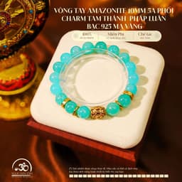 Ngọc Đan Tâm - Vòng Tay Amazonite 10mm 5A Phối Charm Tam Thánh Pháp Luân 1