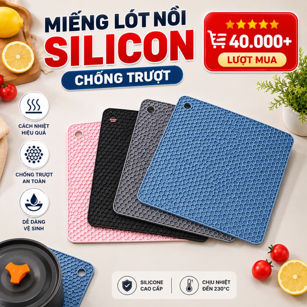 "Miếng Lót Nồi Silicon Chất Lượng Cao - Tấm Lót Chống Trượt Chịu Nhiệt Đa Năng cho Bàn Ăn và Bếp"(thetung12)