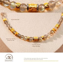 Vòng Cổ Xà Cừ 6mm 5A Phối Charm Trụ Chú Omani Mạ Vàng Viền Bạc 2