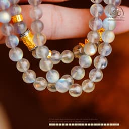 Vòng Cổ Xà Cừ 6mm 5A Phối Charm Trụ Chú Omani Mạ Vàng Viền Bạc 5